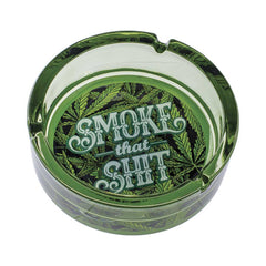 GREEN SMOKE THAT SHIT GLASS ASHTRAY GREEN SMOKE THAT SHIT GLASS ASHTRAY