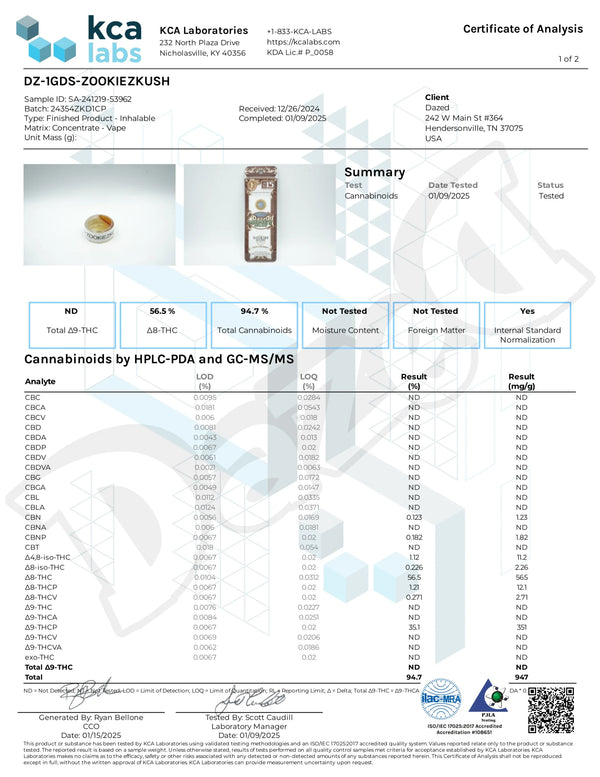 Dazed Money Blenz Zookies Kush Indica 1g Disposable