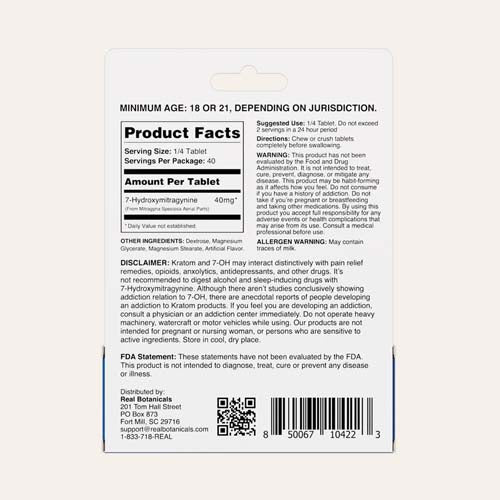 Real Botanicals 7-Hydro Tabs 40mg 10pk