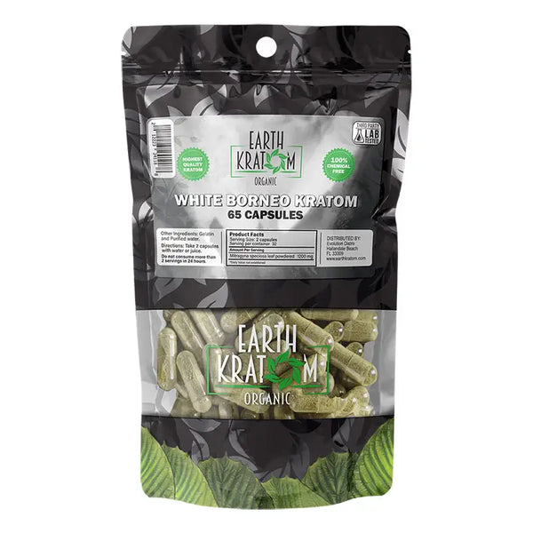 Earth Kratom- White Borneo Caps 65 ct
